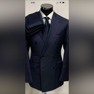 Navy blue double breasted wool suit